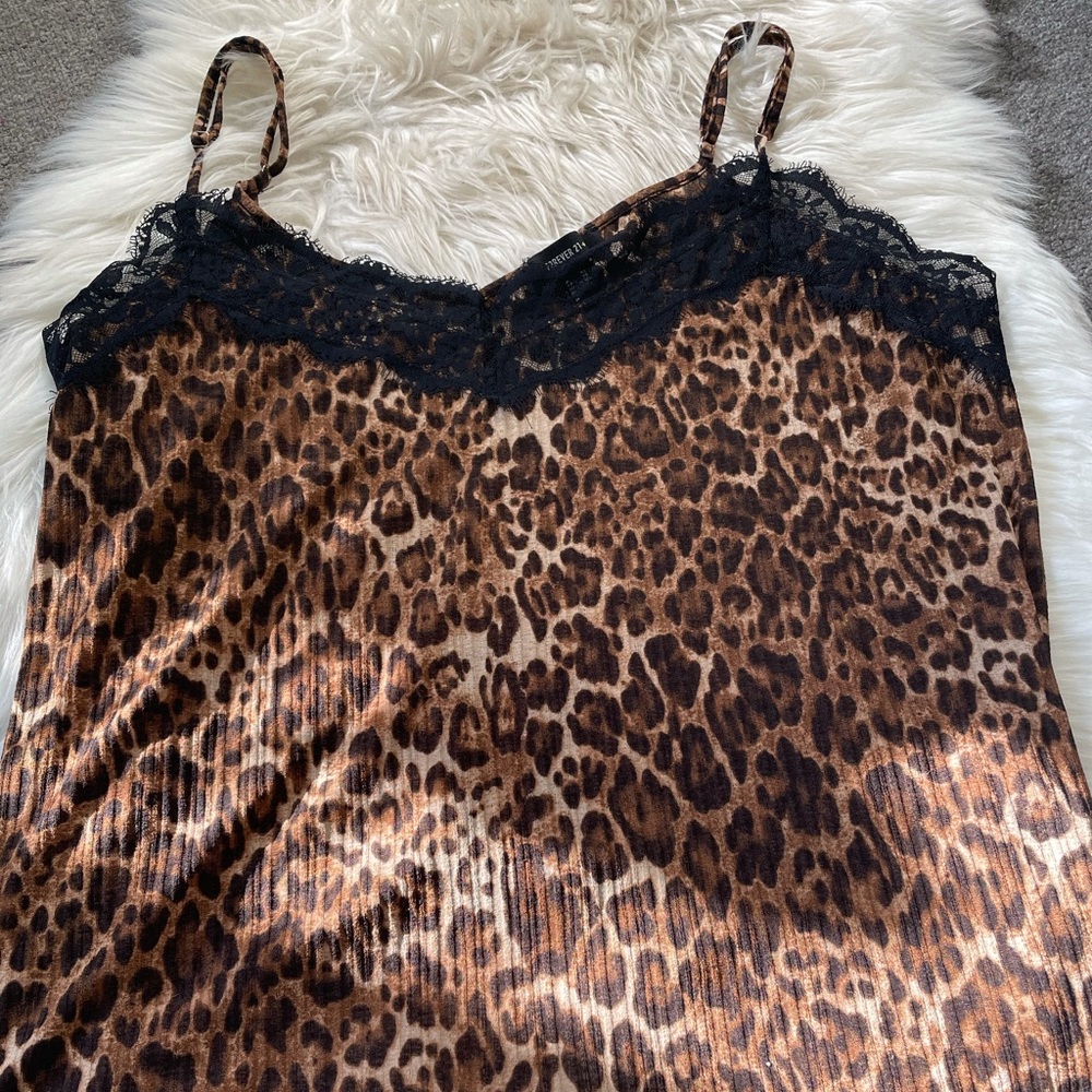 Leopard cami with lace detail